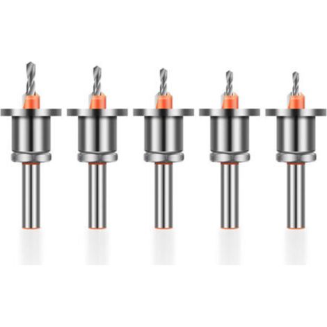 [NEVER USED] Countersink Drill Bit Set, Adjustable Depth Stop in Alloy Steel, Excellent Cutting Capacity, Prevents Clogging, Multiple Uses, 5-Piece Set