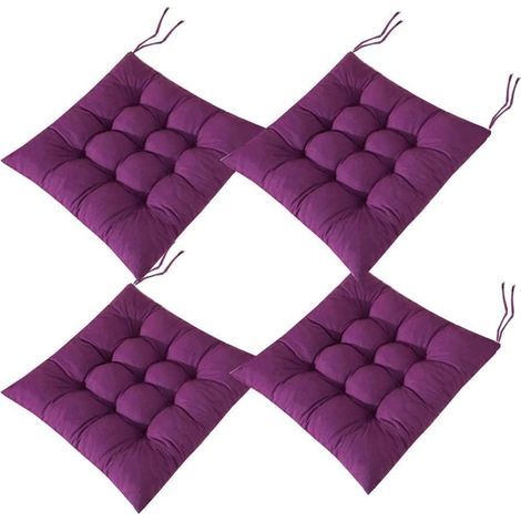 4 Coussins de Chaises Carrés 40x40 Coussins de Siège Décoration Maison Coussin Mat Matelassée,Confortable et coloré - Idéal pour intérieur et extérieur (Violet) (1/5)