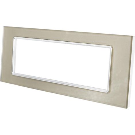 Placchetta per interruttore in vetro a 7 posti champagne cassetta 507 compatibile con bticino living light supporto cover (1/3)