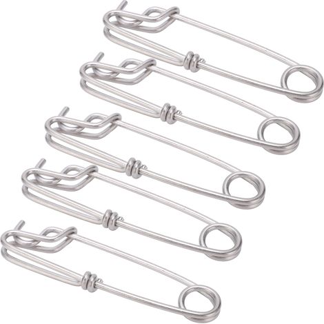 Lot de 5 mousquetons à long manche avec émerillon, connecteurs de pêche en mer, œillet fermé et boucle de suspension, boucle à ouverture rapide, 3,5 cm x 125 mm (1/5)