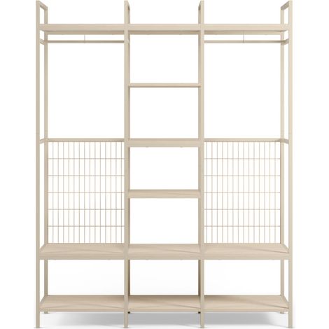 Dressing ouvert modulable 3 éléments en métal et bois L140xH179,5cm - Beige - Aqaba