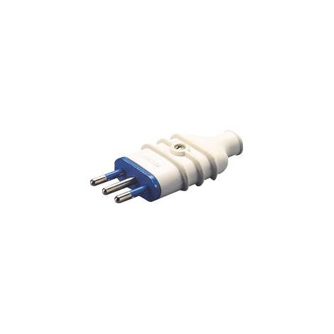 Spina Mobile Diritta Standard Italiano Poli 2P+T 10A 250V ac Tipo S11 Bianco
