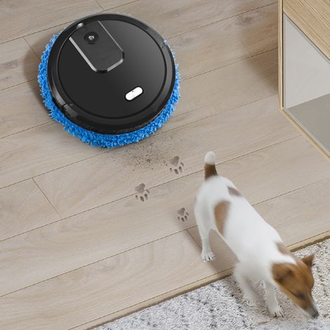 Ortviai Robot Balayeuse-Traîneuse à Vapeur Humidifiante et Désinfectante, Fonction Sèche & Humide, Batterie 1500 mAh