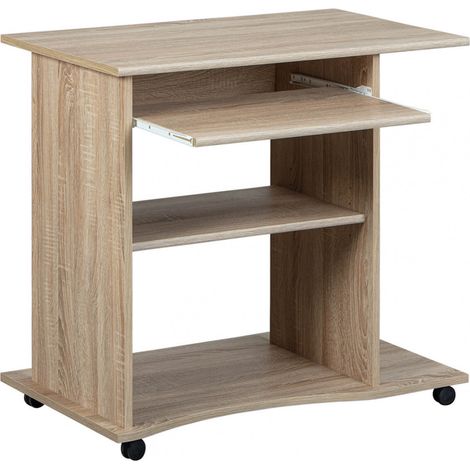 Altobuy – Bureau gamer sur roulettes 80x50x75 cm – Panneau de particules aspect bois – 4 roulettes pour mobilité – Niche et compartiment clavier (1/5)
