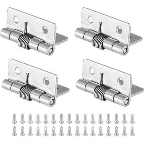 Lot de 4 charnières à ressort pour armoires, longueur 1,5 pouce, charnières à ressort en acier inoxydable à fermeture automatique (1/5)