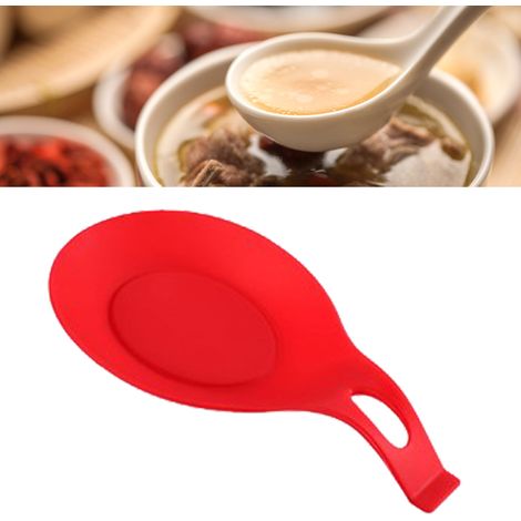 Repose-cuillère en silicone, résistant à la chaleur, pour la cuisine, rouge (1/5)