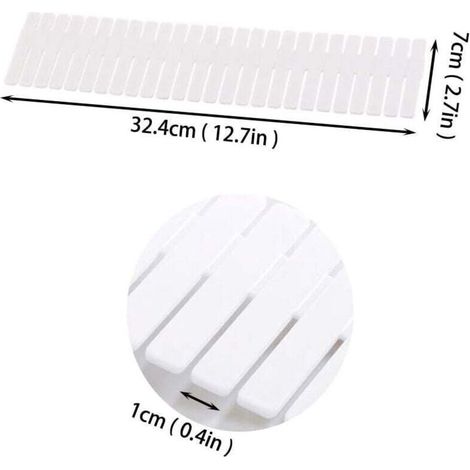 Separateur tiroir, 12 Unité(s), Grille Diviseur de tiroir, Réglable, Séparateurs de Tiroir en Plastique pour sous-vêtements, Chaussettes, Ceintures, Fournitures de Bureau (Blanc) (1/5)
