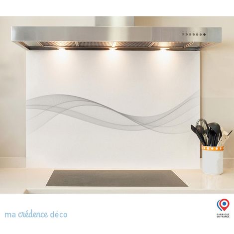 Fond de hotte : Courbe 3 blanc - Verre trempé - 90 cm - 60 cm (1/5)