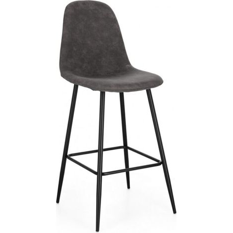 Sgabello Bar in Acciaio, Nero/Grigio Scuro (1/2)