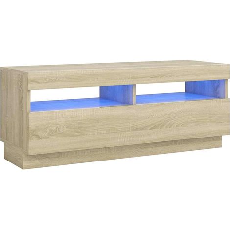 Mueble de TV con luces LED roble Sonoma 100x35x40 cm vidaXL (1/5)