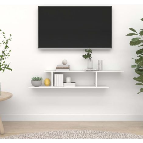 TV-Wandregal Weiß 125x18x23 cm Holzwerkstoff