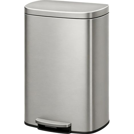 Poubelle, Design à Pédale, Acier Inoxydable Antirouille, 50L gris (1/2)