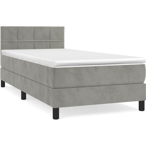 Maison Exclusive - Boxspringbett mit Matratze Hellgrau 90x190 cm (1/5)