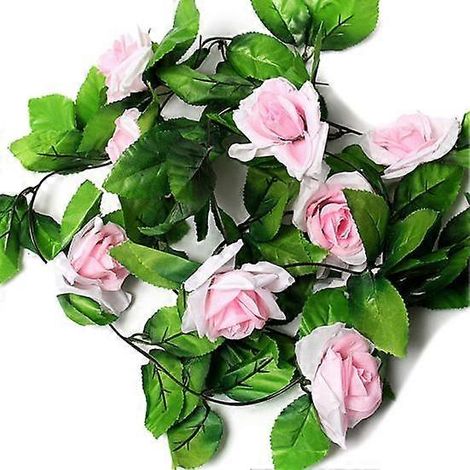 Guirlande de roses artificielles de 230 cm à suspendre, idéale pour les fêtes, la maison et les mariages. Décoration murale.rose clair (1/5)