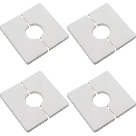 Pair Bride divisée murale de 4pcs, couvercle carré en plastique ABS avec un diamètre de 28 mm, couvercle de tuyau à eau mural, blanc, blanc