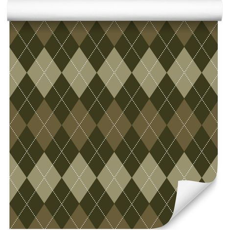 Carta da parati a quadri autunnale gialla e beige per soggiorno e camera da letto 50x1000 cm (1/5)
