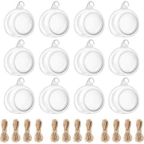 Photophore en Verre Suspendu, 12 pièces de 6 cm de diamètre Globes en Verre Bougeoirs en Verre de Terrarium pour succulentes décorations de Jardinage ou de Mariage (1/5)
