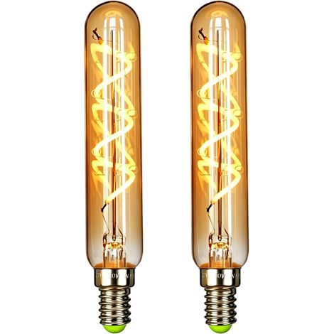 Lot de 2 ampoules LED vintage à filament 3 W à intensité variable 2000 Kelvin Petit tube E14 ampoules décoratives (1/5)