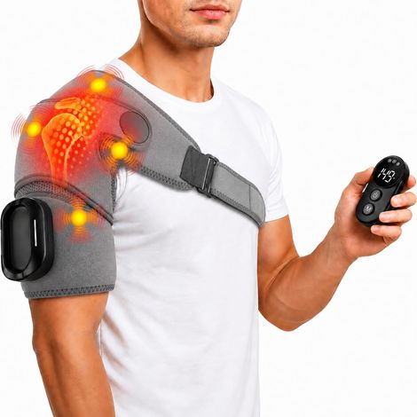 Appareil de massage des épaules 3 en 1 avec commande magnétique, bandage d'épaule avec 5 niveaux de chaleur et vibration, batterie 5000 mAh (1/5)