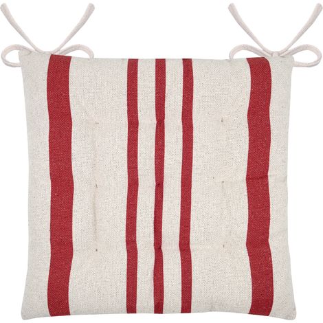 Galette de chaise à rayures Rouge 38x38 cm