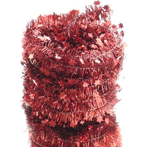 Weihnachts-Lametta-Sterngirlande Rot glänzend 7 Meter - Kunststoff