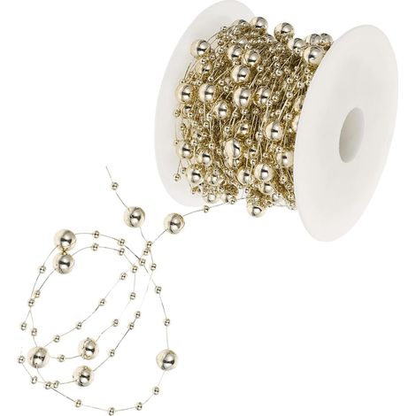 Chaîne Décorative Ornement Suspendu Pratique en Perles Dorées en Plastique Rouleau de 1 Mètre pour Décoration de Mariage pour Chambre et Escalier (1/5)