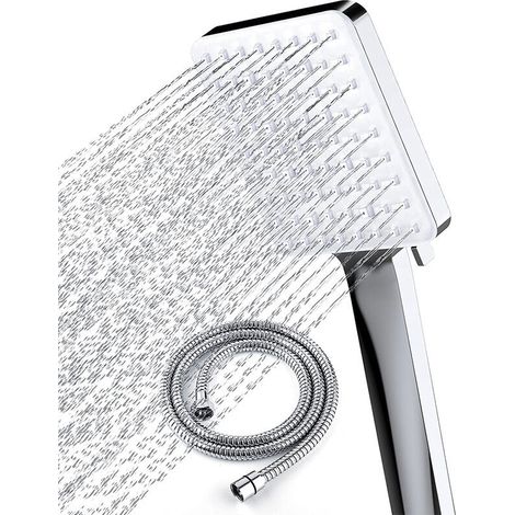 royaluxe - Pommeau de Douche, Grande Pommeau Douche Carrée avec Commande à Une Main, Pommeau de Douche Haute Pression avec 6 Modes de Douche, Chromés 28.8156cm (Argent), (1/5)