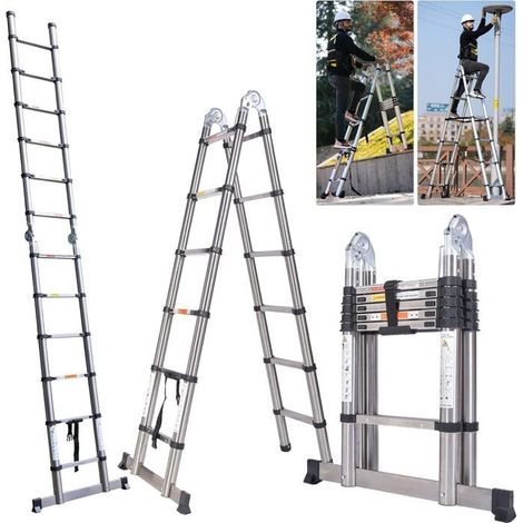 Échelle a en acier inoxydable de 1,9 mètre, pliable multifonction, facile à transporter, pas facile à plier (1/5)