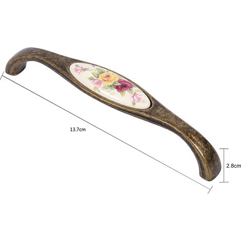 Vintage-Türgriffe aus Keramik mit Blumenmuster für selbstgebaute Küchenschränke, Bronze