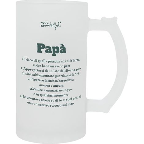 Chope à bière - Définition Papa - Chope à bière au design classique -Fabriqué en verre - Capacité : 43 cl. (1/4)