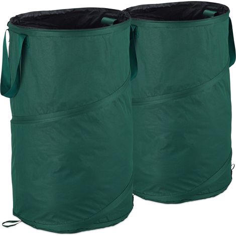 Set di 2 sacchi per rifiuti da giardino da 120 L pratici con manici per una facile differenziazione in tessuto verde 130005079