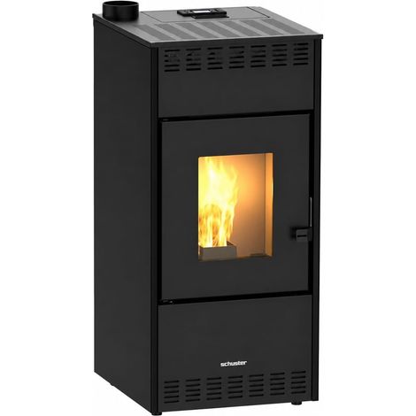 Estufa de Pellets 10 kW RHEA Negra Silenciosa hasta 90 m²