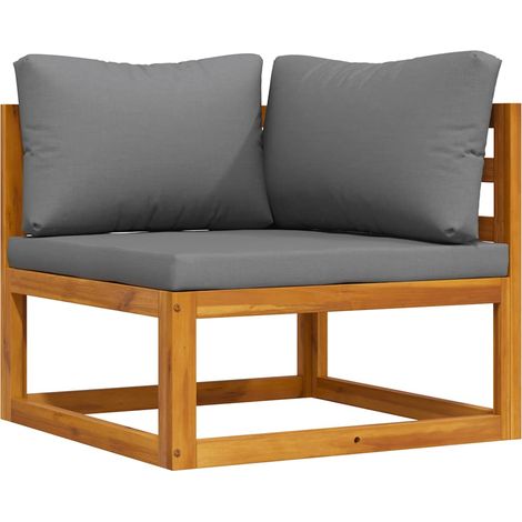 Canapé d'angle sectionnel Canapé scandinave Sofa avec coussin gris foncé Bois d'acacia 15229 (1/4)