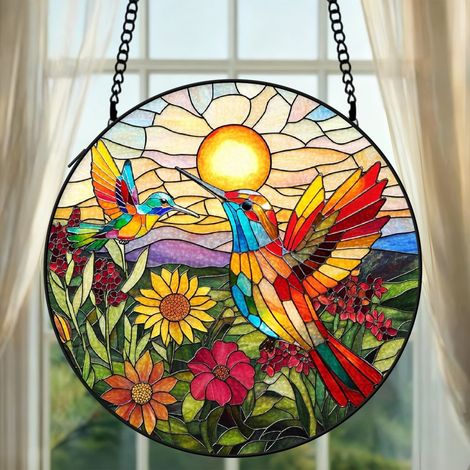 Vitrail attrape-soleil colibri suspension fenêtre décorative 16 cm cadeau pour maman grand-mère fête (1/5)