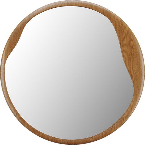 Miroir rond en bois d'hévéa - D. 60 cm - Naturel - FUJIAN (1/2)