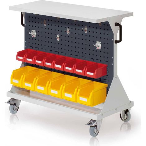 Kappes RasterMobil® Größe 2 - 1000x930x500mm - 2x Lochplatte 2x Schlitzplatte - Ablageboden aus Stahlblech - anthrazitgrau