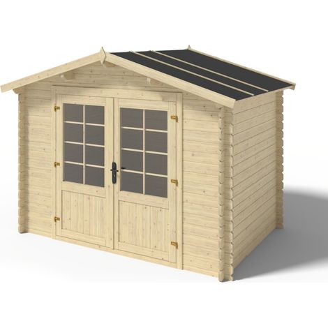 Casetta da giardino in legno - 6m2 - 3x2m - 28mm - colore: naturale - DOM420 (1/5)
