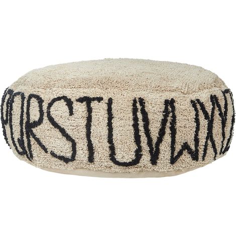 Coussin de Sol Pouf en Coton 60 x 60 x 20 cm à Motif Alphabétique Salon Bureau Chambre Enfants Beige Twinspur (1/5)