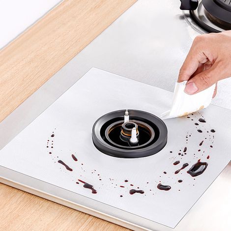 Lot de 6 tapis de nettoyage pour cuisinière à gaz, accessoires de cuisine argentés (1/5)