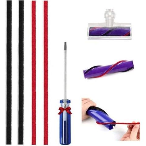 Set di 4 strisce di ricambio in morbido tessuto per aspirapolvere Dyson Original V7 V8 V10 V11 Direct Drive con cacciavite incluso.