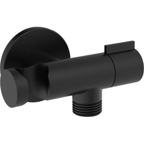 Presa acqua tonda salvaspazio con supporto e chiusura nero opaco   Tecom