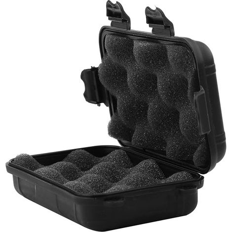 Caja de almacenamiento exterior impermeable y a prueba de golpes, 17 x 11 x 5 cm, negra, mini caja de almacenamiento universal sellada e impermeable, caja de protección de supervivencia para pesca y c (1/5)