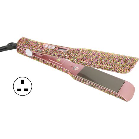 Lisseur et boucleur de cheveux 2-en-1, chauffe MCH multi-niveaux, rose doré brillant, professionnel, pour salon maison, prise UK 220V (1/5)