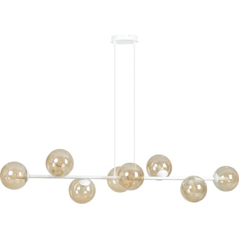 Suspension Emibig ROSSI 8xE14 blanc verre miel métal (1/5)