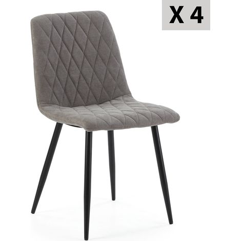 Pack 4 sedie Abril rivestite in tessuto grigio