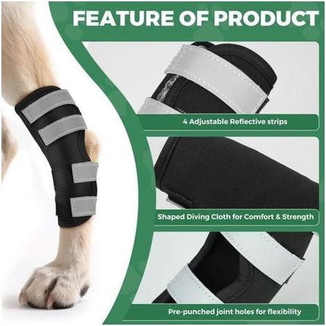 Genouillère pour Chien 2 Unités for Pattes Arrière avec Sangles Réfléchissantes, Attelle pour Jambe Offrant Un Soutien Articulaire pour la Guérison des Blessures et des Entorses,M