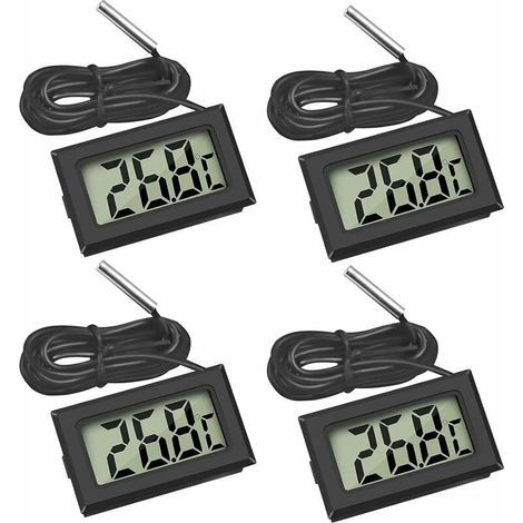 Thermomètre numérique LCD moniteur de température avec sonde externe pour réfrigérateur congélateur réfrigérateur aquarium (4x noir) (1/5)
