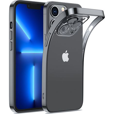 Custodia in gel per iPhone 14 con cornice metallica 14Q nera (1/5)