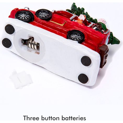 Décoration de table lumineuse de Noël à LED en résine, représentant une voiture vintage, une montgolfière et une boutique de snacks. Ornement de bureau idéal pour les fêtes de fin d'année. Cadeau parf (1/4)