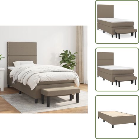 Boxspringbett mit Matratze Taupe 90x200 cm Stoff - Boxspringbett - Doppelbett - Bettenrahmen - Schlafsofa - Lattenrost (1/5)